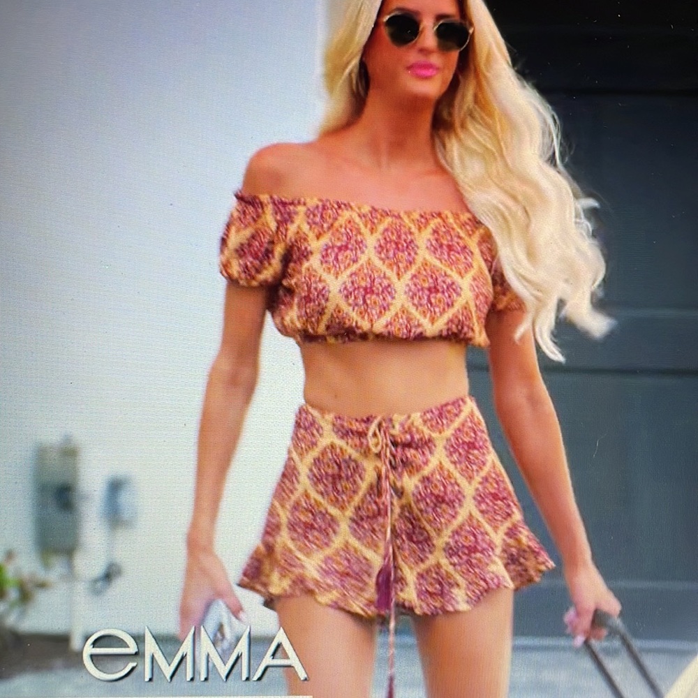 Illa Illa Orange and Burgandy Printed 2-Piece Set - MEDIUM